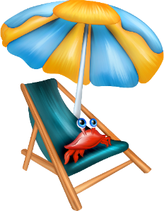 a crab in a deckchair 